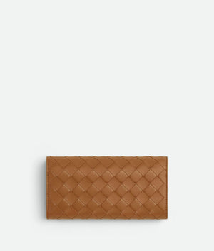 BOTTEGA VENETA Luxurious Intrecciato Continental Wallet for Women in Brown Nappa Leather