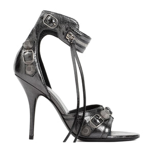 BALENCIAGA Grey Leather Cagole Sandals for Women - SS24 Collection