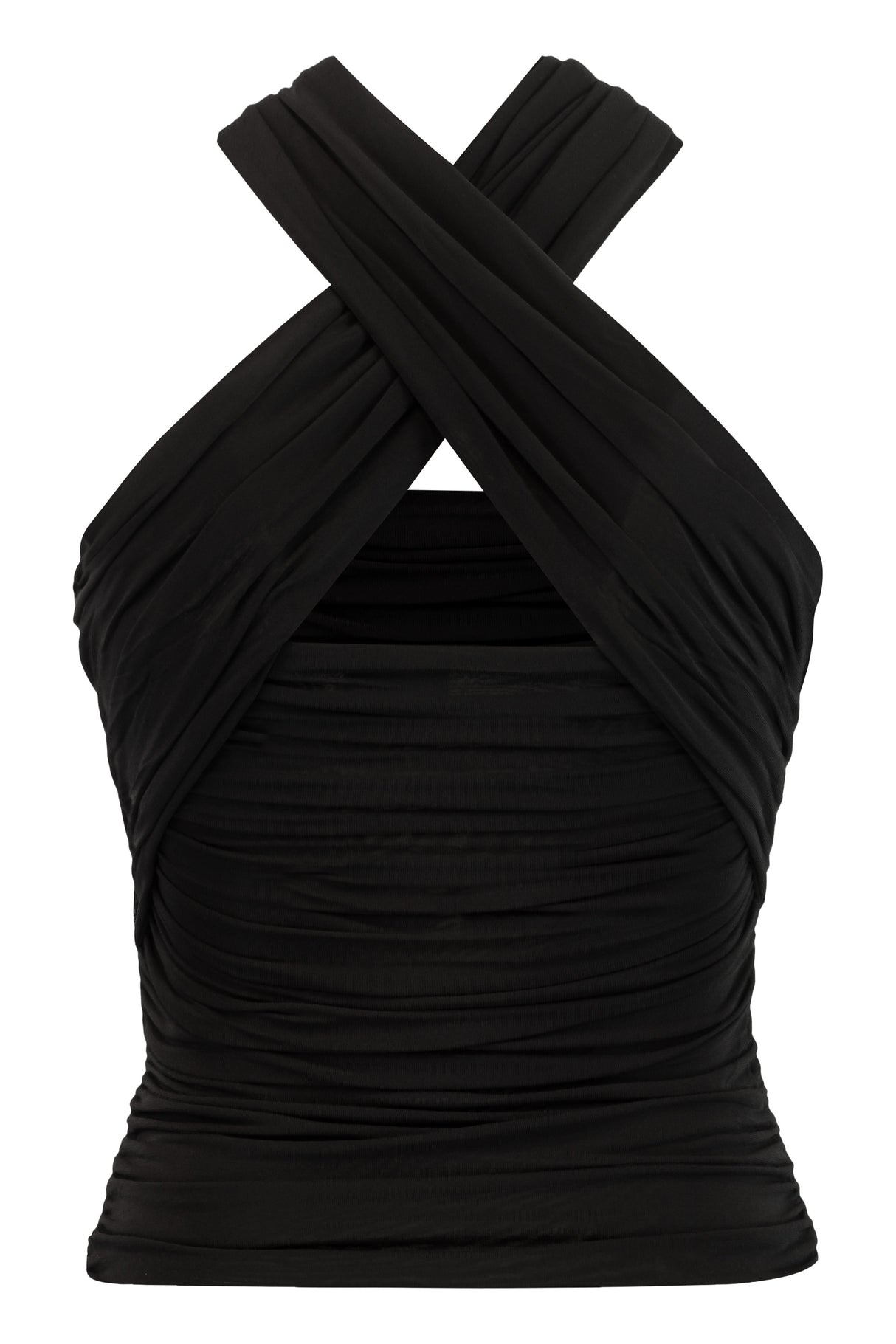 SAINT LAURENT Draped Black T-Shirt for Women - FW23 Collection