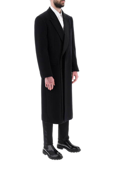 男士黑色雙排釦帶絲綢底衣服外套