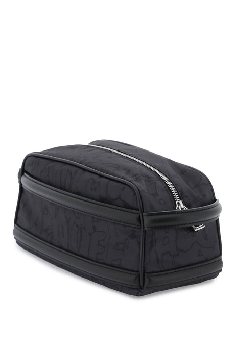 Túi đeo chéo đen hoa văn bản chữ thương hiệu Alexander McQueen dành cho nam giới năm 24SS