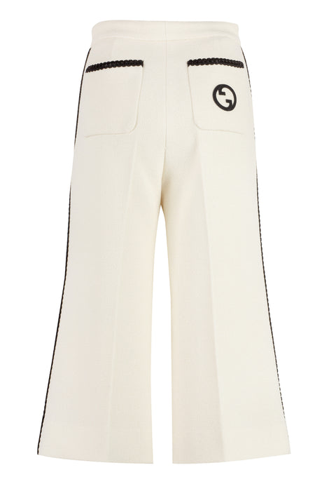 GUCCI Contrasting Trimmings Tweed Trousers for Women - White