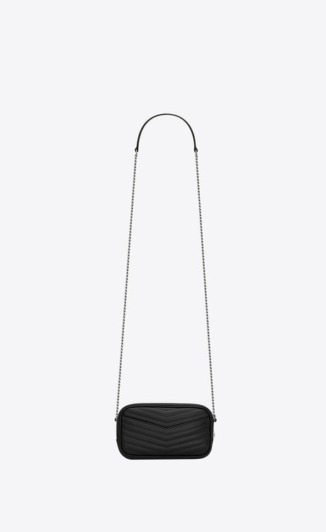 SAINT LAURENT Mini Lou Black Calfskin Leather Crossbody Handbag for Women SS24