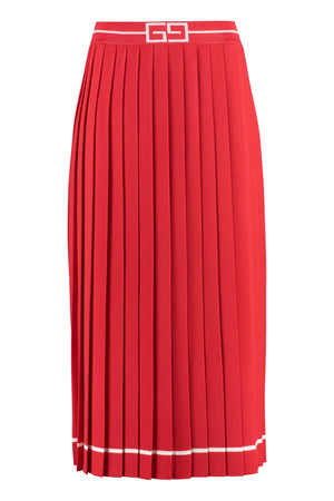 紳士風の紅色プリーツニットスカート | FW23コレクション