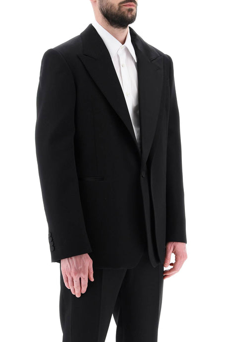 ALEXANDER MCQUEEN Tailored Wool Jacket with Silk Satin Underlay for Men