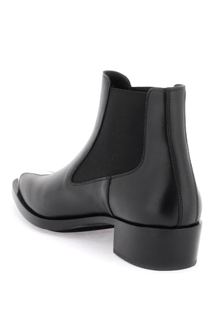 Punk Chelsea Ankle Boots with Silver Metal Detail