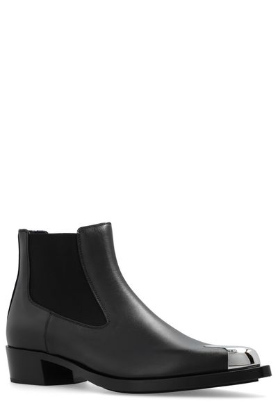 Punk Pointed-Toe Leather Chelsea Ankle Boots for Men