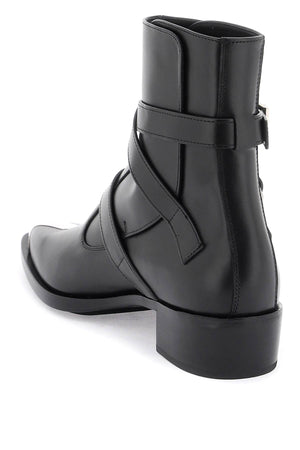 Men's Black Leather 'Punk' Boots with Three Adjustable Buckles