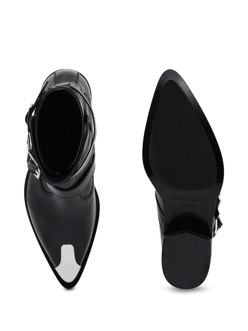 男士庇護皮靴 - 三條鍊條細節