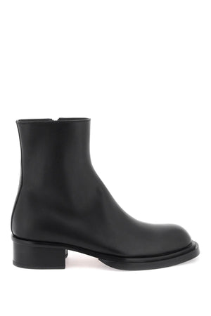 Cuban Ankle Boots for Men - Black Leather Double-Layered Sole