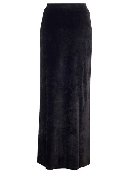 Mid-Waisted Black Velvet Maxi Skirt cho Nữ trong Mùa FW23