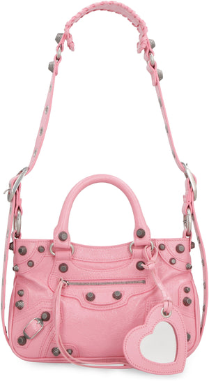 Girly Pink Leather Tote Handbag for Women