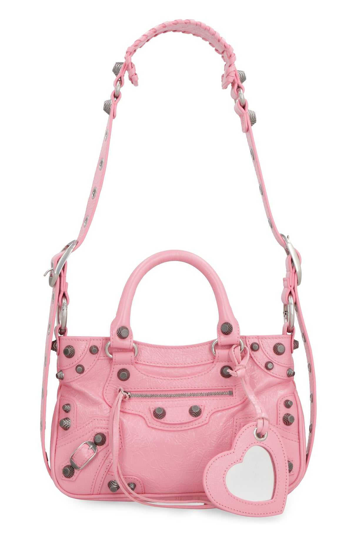 Studded Pink Leather Tote Bag for Women