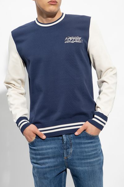 ALEXANDER MCQUEEN Men's FW23 Blue Cotton Pullover Sweatshirt