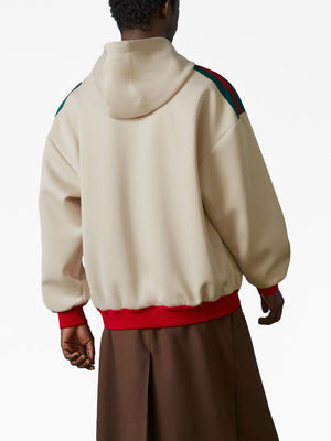 Áo hoodie có đường kẻ và logo nổi màu trắng cho nam