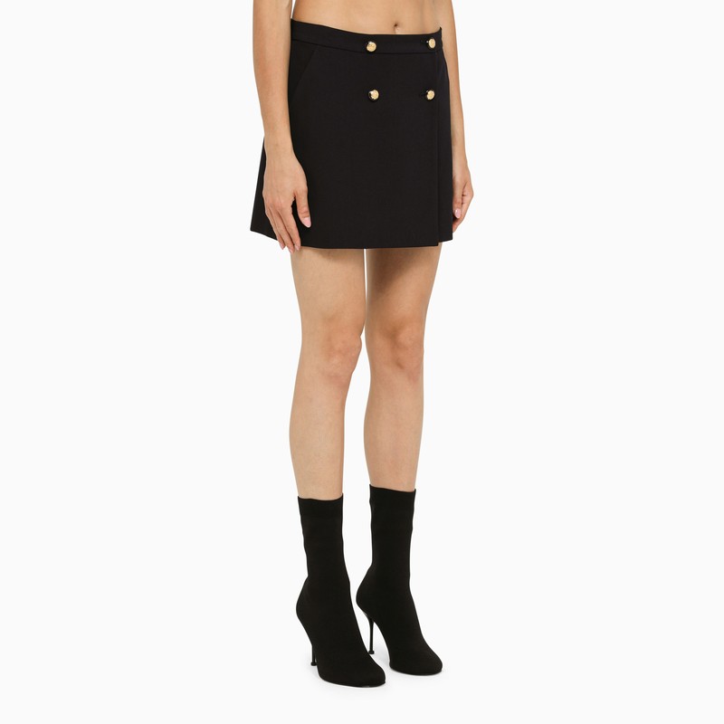ALEXANDER MCQUEEN Blue Mini Wrap Skirt with Seal Buttons for Women - FW23 Collection