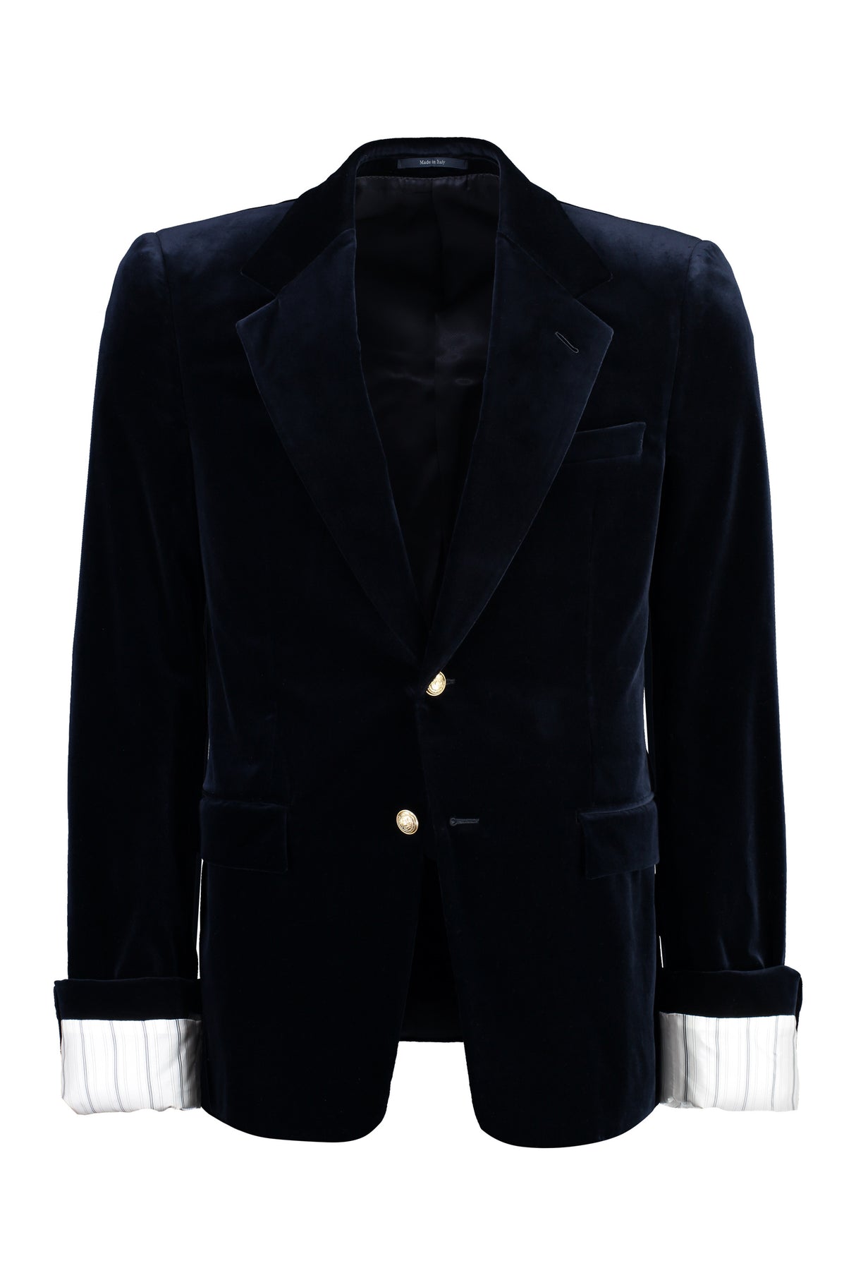 豪華藍色天鵝絨單排扣男士夾克-FW23