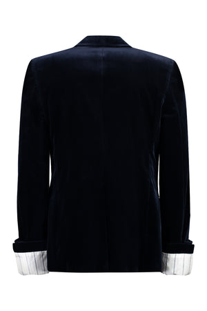 Áo Jacket Velvet Nam Màu Xanh Lá Cây Tay Đơn 