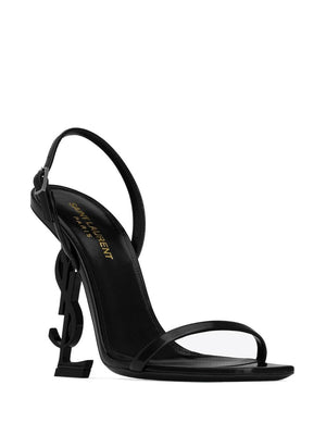SAINT LAURENT Sleek Black Leather Sandals for Women with Sculpted Heels