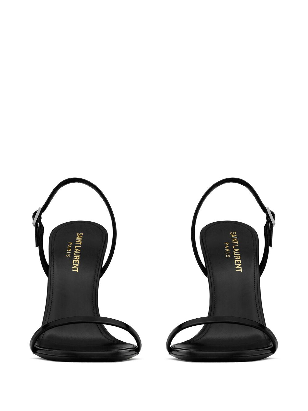 SAINT LAURENT Sleek Black Leather Sandals for Women with Sculpted Heels