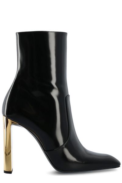 SAINT LAURENT Black Brushed Leather Boots for Women - FW23 Collection