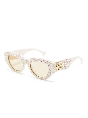 GUCCI NUDE & NEUTRALS CRYSTAL SUNGLASSES FOR UNISEX FW23