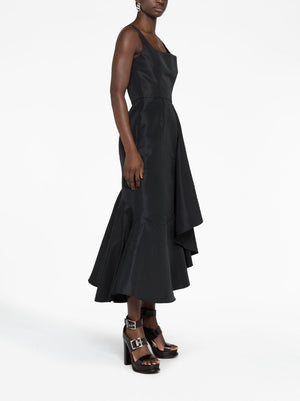 ALEXANDER MCQUEEN Women's Asymmetric Flared Midi Dress - FW23 Black