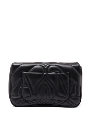Quilted Black Leather Shoulder Handbag for Women