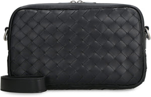 BOTTEGA VENETA Mini Intrecciato Woven Leather Camera Bag with Removable Strap - Black
