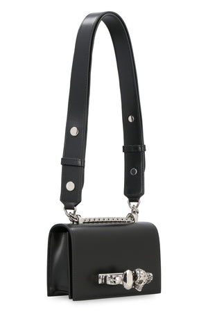 Black Mini Jewel Satchel Handbag for Women with Four-Ring Jeweled Handle