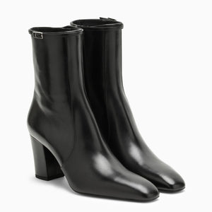 SAINT LAURENT Black Leather Round Toe Ankle Boot for Women - FW23