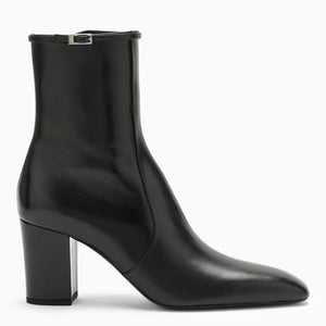 SAINT LAURENT Black Leather Round Toe Ankle Boot for Women - FW23