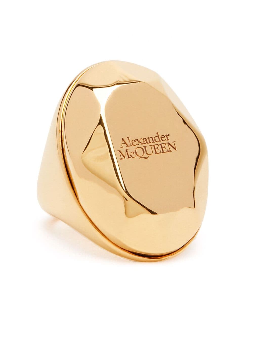 ALEXANDER MCQUEEN Faceted Stone Ring with Engraved Logo and Cut-Out Detailing