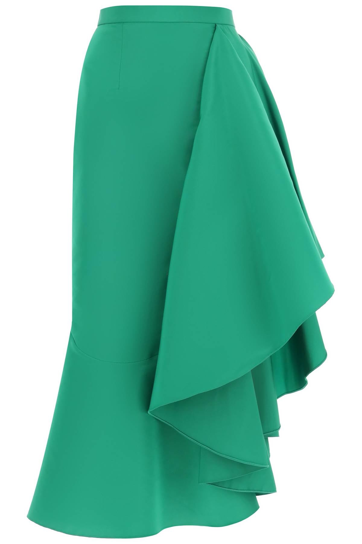 ALEXANDER MCQUEEN Asymmetrical Skirt with Maxi Flounce - Green