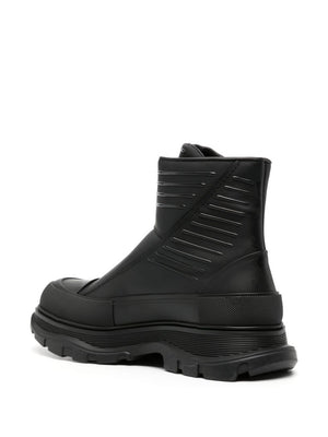 ALEXANDER MCQUEEN Men's Black Leather Ankle Boots for FW23