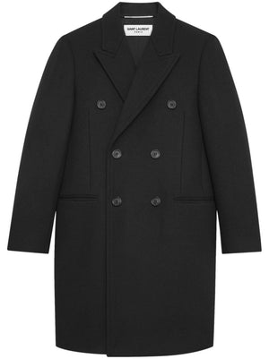 SAINT LAURENT Men's Black Double-Breasted Wool Jacket