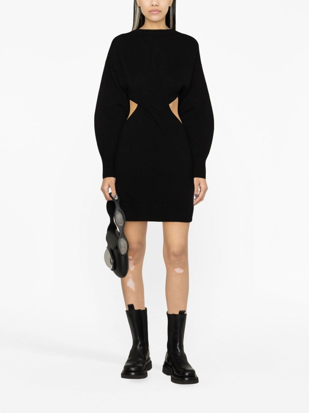 Women's Black Wool Mini Dress for FW23