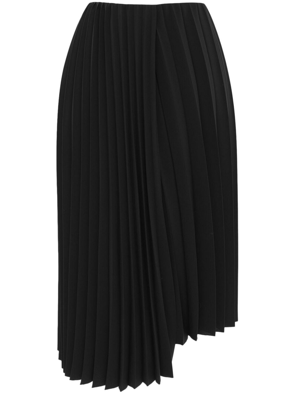 女性黑色不对称褶皱中长裙 for FW23