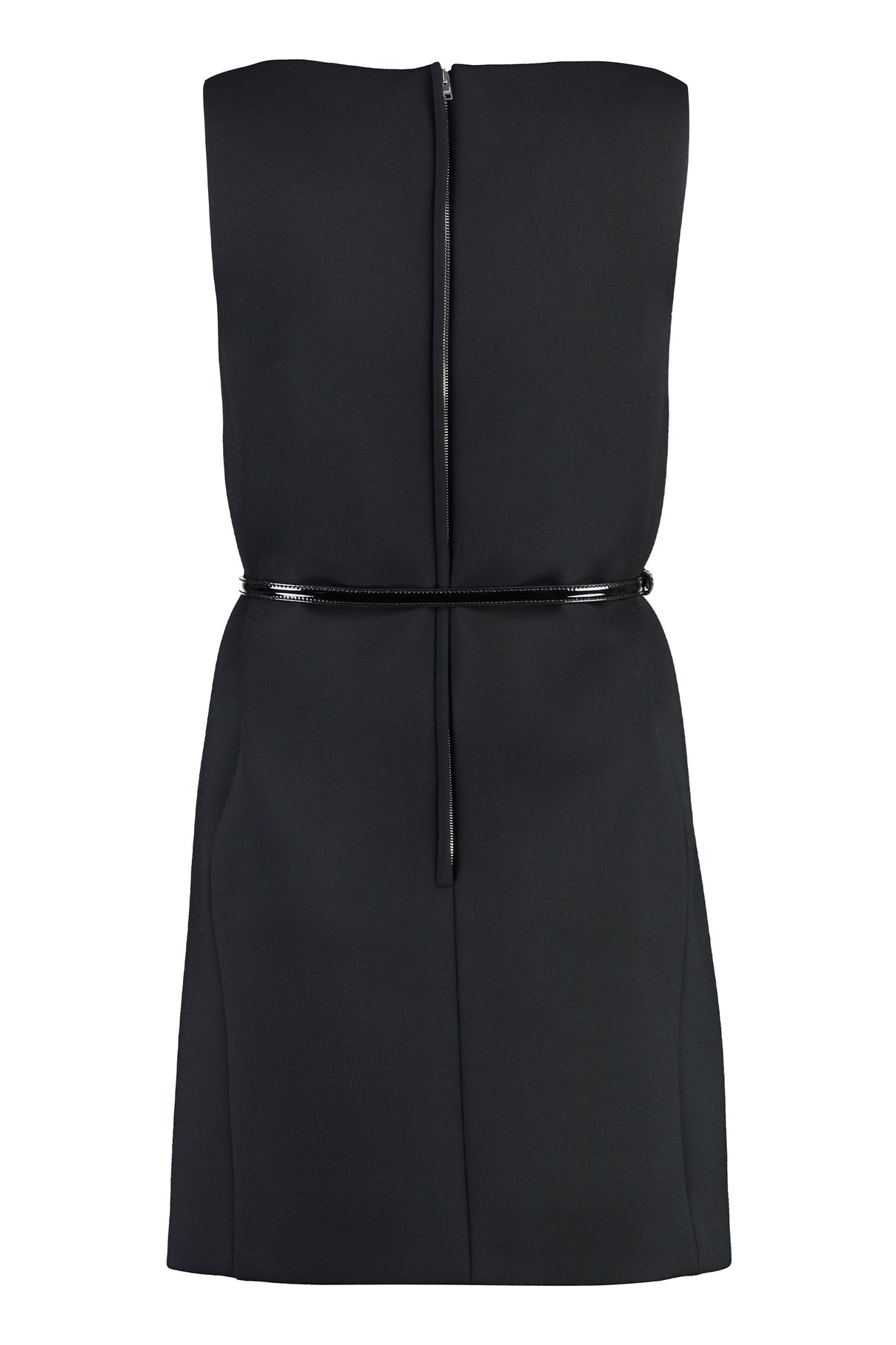 ブラックウールブレンドドレス、レザーベルト付き＆メタルホースビット、女性用-FW23コレクション