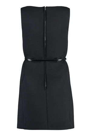 ブラックウールブレンドドレス、レザーベルト付き＆メタルホースビット、女性用-FW23コレクション