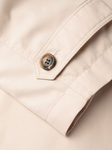 Women's White Belted Cotton Gabardine Trench Jacket