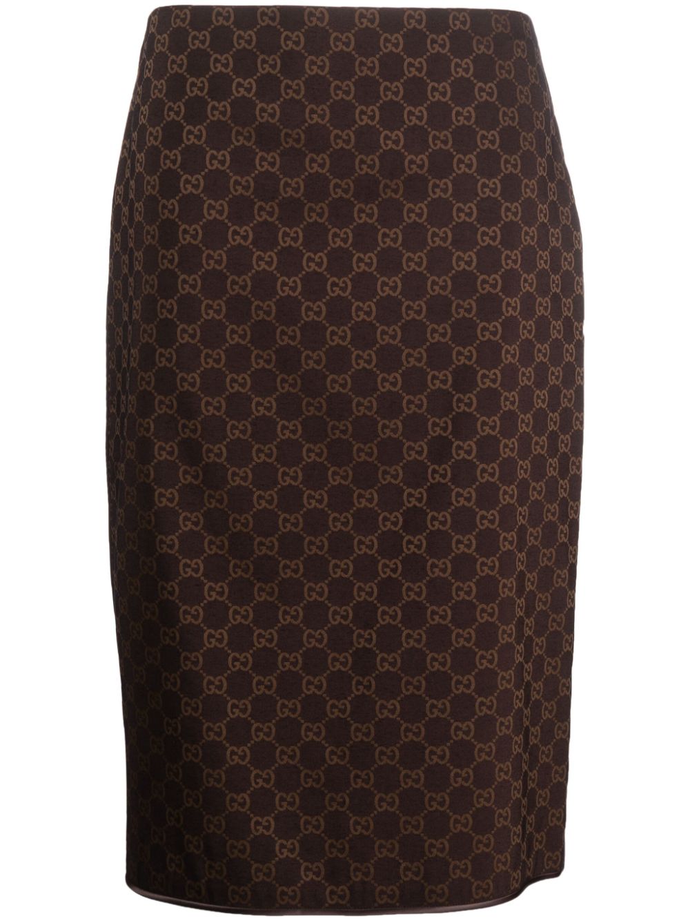 咖啡棕色的交叉G图案铅笔裙