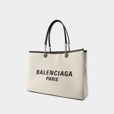 BALENCIAGA Organic Cotton Canvas Tote Handbag in Tan for Women - FW23 Collection