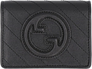 GUCCI Classic Black Leather Card Holder for Women