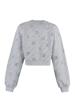 GUCCI Rhinestone Grey Crew-Neck Sweatshirt for Women - FW23 Collection