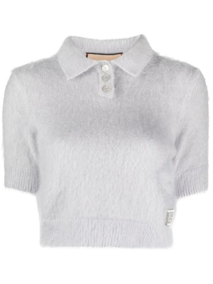 GUCCI Luxurious Grey Sweater with Crystal Square G Detail