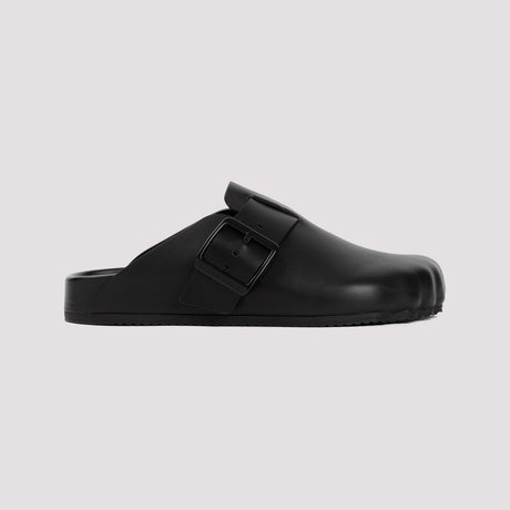 BALENCIAGA Black Leather Sunday Flat Sandals for Women - SS24