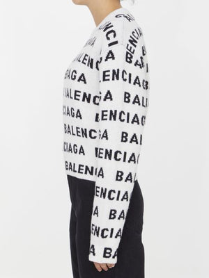 BALENCIAGA White Crew-Neck Wool Sweater for Women - FW23 Collection