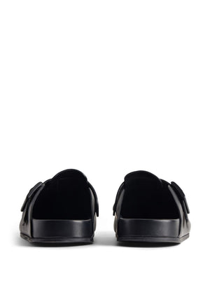 BALENCIAGA Men's Black Leather Sandals for SS24