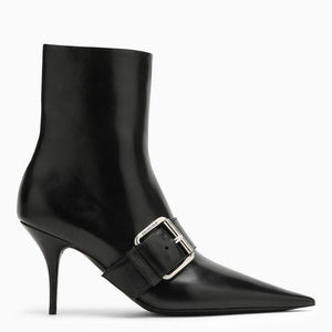 BALENCIAGA Ankle Boots for Women - Shiny Black Sheepskin with Accents